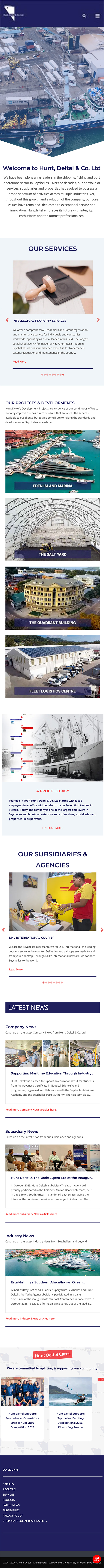 Hunt, Deltel & Co. website on mobile