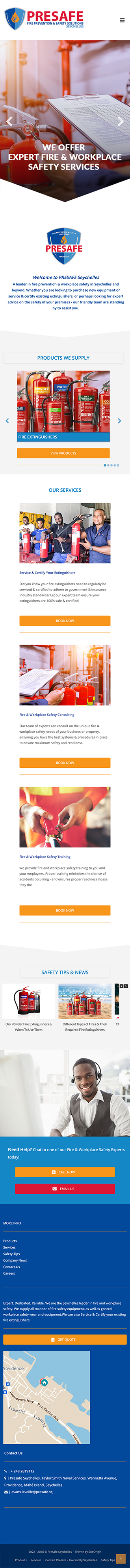 PreSafe website on mobile
